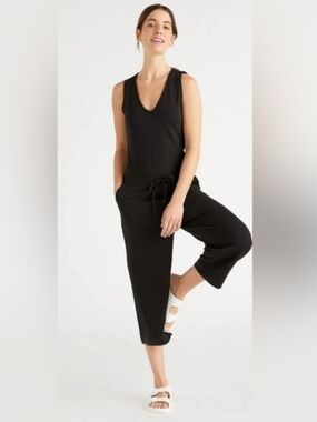 Quince Women's French Terry Modal Jumpsuit Black Size Medium